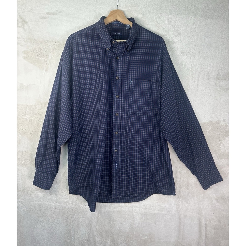 GANT Cambridge Twill Mens XL Blue Check Cotton Button-Down Long Sleeve Shirt - Picture 2 of 12